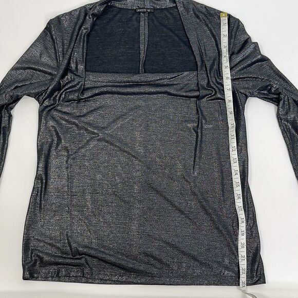 Lafayette 148 Giada Square Neck 3/4 Sleeve Top Metallic Size Small - Picture 13 of 15